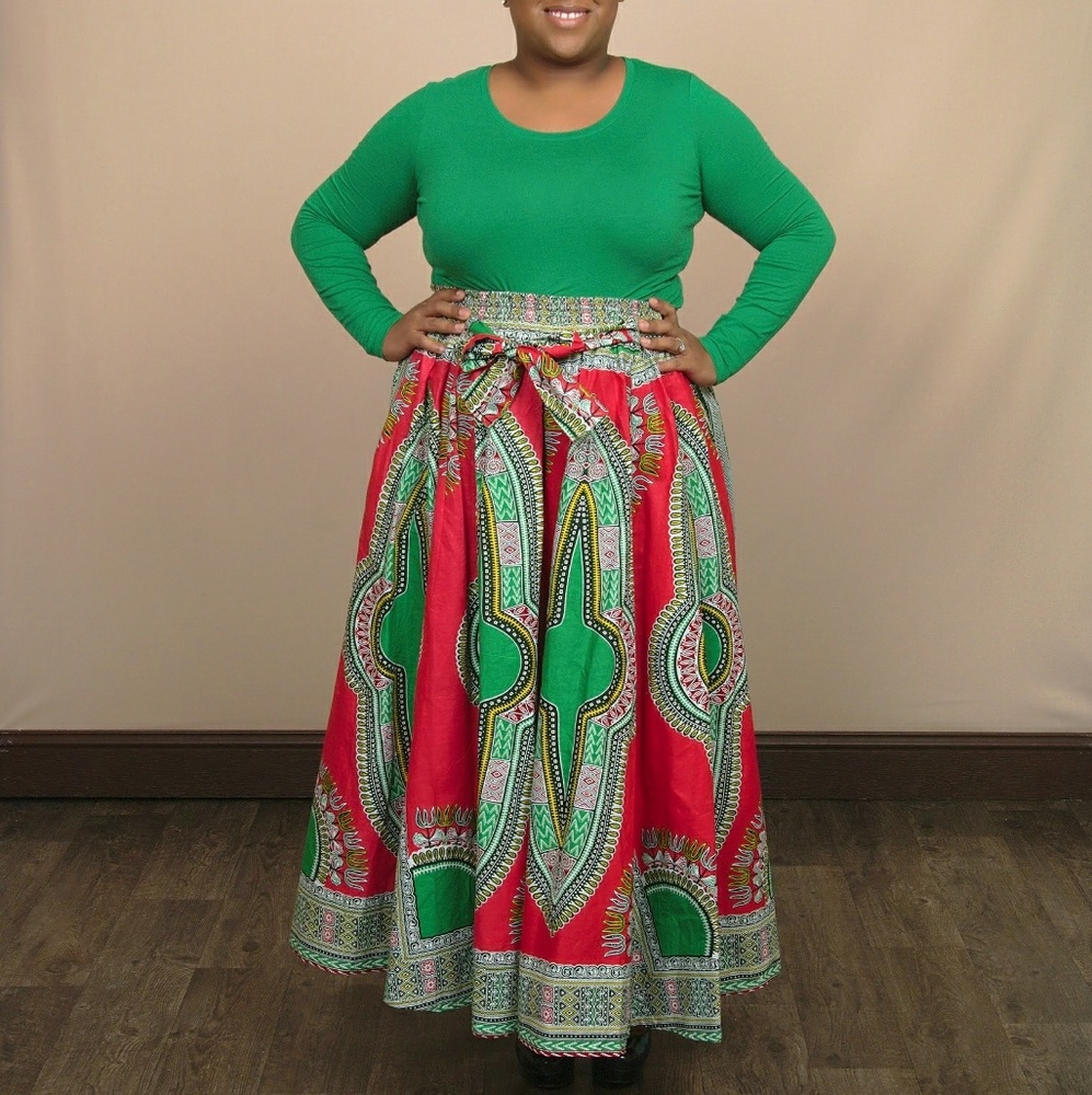 Cherry Dashiki Maxi Skirt PLUS SIZE